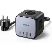 UGREEN DigiNest Pro, 1 AC-Ausgänge, Typ C, 1,8 m, Grau, Schwarz, 3680 W