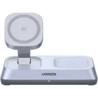 UGREEN 3-in-1 MagSafe Qi2 25-W-Magnet-Wireless-Ladegerät, Blau