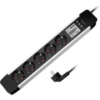 Logilink Steckdosenleiste mit LCD-Display 5-fach schwarz/silber