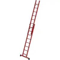 MUNK Günzburger Steigtechnik Munk Sprossen-Schiebeleiter 2-teilig GFK mit nivello Traverse 2x8 Sprossen