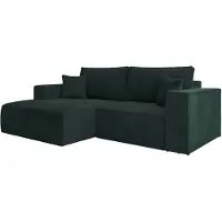 Selsey Farese Mini – Ecksofa mit Cordbezug, Schlaffunktion und Stauraum, Dunkelgrün, links