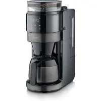 Severin Filter-Kaffeemaschine mit Thermokanne & Mahlwerk, 1L, 8 Tassen, Tropf-Stopp, LED-Display, 900W, dark inox/schwarz KA 4831
