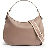 Ted Baker Leder Schultertasche Umhängetasche Lyshia Webbing Leather Hobo Bag Taupe