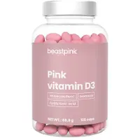 GymBeam Pink Vitamin D3 2000 IU Cholecalciferol Kapseln 120 St