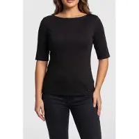 Calvin Klein Half Sleeve Supima Boat Top Black Größe: S | Longsleeves Outlet | Damen | Schwarz