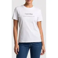 Calvin Klein Ss Multi Logo Classic Tee Bright White Größe: XS | Hemden Outlet | Damen | Weiß