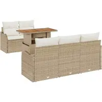 vidaXL Garten-Sofa-Set 6 stk. Beige Poly Rattan