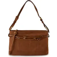Pinko Schultertasche Umhängetasche Belt Bag Big Suede Brown - Lion - Antique Gold braun