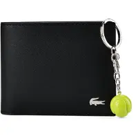 Lacoste Leder Geldbörse Schlüsselanhänger Billfold Key Ring Box Noir KR Ball Jaune Flou schwarz