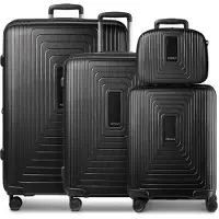 Redolz Essentials 14 Trolley Set 4-teilig ( S Exp. + Beauty Case ) Black Metallic schwarz 54cm