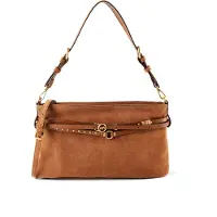 Pinko Umhängetasche Schultertasche Belt Bag Classic Suede Brown - Lion - Antique Gold braun