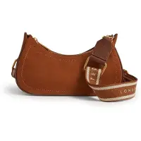Ted Baker Leder Umhängetasche Shayine Webbing Small Suede Shoulder Bag Brown hellbraun