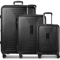 Redolz mit Laptopfach Essentials 14 Trolley Set 3-teilig ( S Exp. Front Pocket ) Black Metallic schwarz 54cm