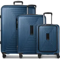 Redolz mit Laptopfach Essentials 14 Trolley Set 3-teilig ( S Exp. Front Pocket ) Dark Blue Metallic dunkelblau 54cm