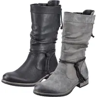 Rieker Damen Stiefel Warmfutter Zierbänder geraffter Schaft 98873, Größe:42 EU, Farbe:Schwarz