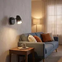 Etc-shop 2er Set LED Wandlampe, anthrazit, beweglicher Spot, B 13,5 cm