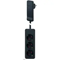 Bachmann SmartPlug Flachstecker, mit 3x Schutzkontakt Steckdosenleiste, schwarz, 1,6 m