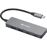 Sandberg 136-50, USB Typ-C, USB 3.2 Gen 1 (3.1 Gen 1) Type-A, USB 3.2 Gen 1 (3.1 Gen 1) Type-C, 5000 Mbit/s, Grau, Aluminium, Rundkabel