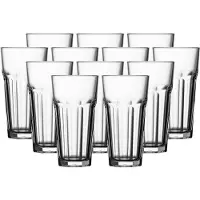 Pasabahce Longdrinkglas "Longdrinkgläser Casablanca 475 ml 12er Set transparent", bunt (transparent), B:8,6cm H:16,2cm Ø:8,6cm, Glas, Trinkgefäße, Longdrinkglas, Spülmaschinengeeignet, Stapelbar