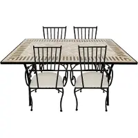 Axi Leonie Bistroset 5-teilig mit Mosaik im Toskanischen Stil | Bistrotisch mit 4 Stühlen | Bistro Gartenmöbel Set für Garten / Balkon / Terrasse | Balkonset / Sitzgruppe