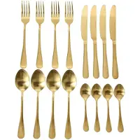 Boltze 7530000 Besteck Edelstahl goldfarben 16teilig Messer Löffel Gabel Teelöffel Essbesteck Service