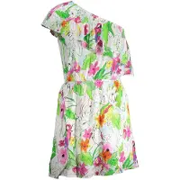 Desigual Blumenpapagei Mini-Kleid, lockere Passform