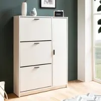 FineBuy Schuhschrank Schuhkipper Garderobe Weiß Schuhkommode Flurschrank Modern