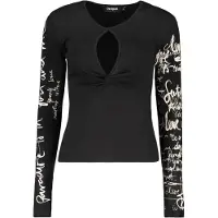 Desigual Bluse 26SWTK18 Schwarz Slim Fit