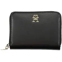 Tommy Hilfiger Elegante Damen Geldbörse Schwarz mit Reißverschluss und Logo