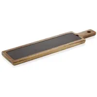 WAS Germany Servierbrett Naturschiefer Akazienholz eckig 53,1 x 12,5 x 1,8 cm
