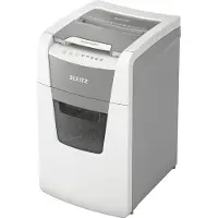 Leitz IQ Autofeed Office 150 Aktenvernichter P5, Vollautomatik, Mikroschnitt 2 x 15 mm, 44 l, 150 Blatt Schnittleistung, weiß