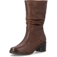 Remonte Damen Leder-Stiefelette mit Raffung und Blockabsatz D2A79, Größe:40 EU, Farbe:Braun