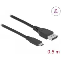 DeLOCK Bidirektionales USB Type-C zu DisplayPort Kabel (DP Alt Mode) 8K 60 Hz 0,5 m DP 8K , 0,5 m, USB Typ-C, DisplayPort, Männlich, Männlich, Gerade