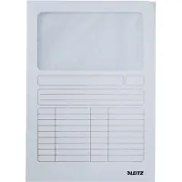 Leitz Sichtmappe, DIN A4, Karton, mit Sichfenster, weiss 160 g-qm, Oberteil mit beschriftbarem Druckr