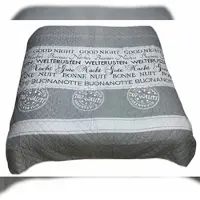 Leonado vicenti Tagesdecke 240x220 cm Grau Good Night Schrift Sofaüberwurf aus Mikrofaser