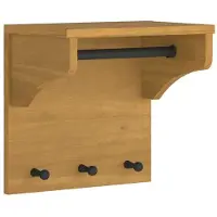 Helloshop26 - Praktische Wandgarderobe mit 3 Haken 43 x 30 x 42 cm aus massivem Walnussholz