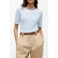 Tommy Hilfiger Fine Cable Boat Neck Top Breezy Blue Größe: L | Pullover Outlet | Damen | Blau