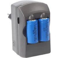 AccuCell CR123A 2fach Ladegerät inklusive 2 Stück Li-Ion Akkus CR123A, jedoch nicht geeignet für Überwachungskamera und hohe Stromverbraucher etc.