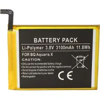 AccuCell Akku passend für BQ Aquaris X, BQ 3100 Akku Li-Polymer, 3,8V, 3100mAh Abmessungen 70,7 x 61,6 x 4,0mm beachten