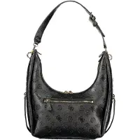 GUESS Elegante schwarze Damentasche mit verstellbarem Schultergurt und Fächern