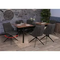 Mendler 6er-Set Esszimmerstuhl HWC-O48, Küchenstuhl, drehbar Auto-Return, Stoff/Textil Chenille (320g/m²) grau