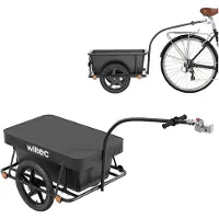 Wiltec Fahrrad Lastenanhänger 158x69x51 cm bis 80 kg, Fahrradanhänger mit 90 L Transportwanne, Kupplung und Luftreifen, Handwagen Anhänger für Fahrrad