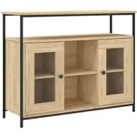 Helloshop26 Buffet Sideboard Kommode Kleiderschrank Aufbewahrungsmöbel Organizer Küche Wohnzimmer Sonoma-Eiche 100 x 35 x 80 cm