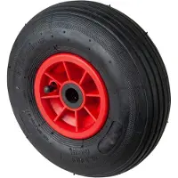 BS Rollen BS Luftrad D15, Rad-Ø 260 mm, Radbreite 85 mm, Tragkr. 170 kg, Rollenlager, Lauffl. Gummi schwarz, Rillenprofil, Nabenlänge 60 mm, Achsloch-Ø 20 mm