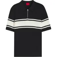 HUGO Strick-Poloshirt mit Reißverschluss am Kragen und Blockstreifen Grösse M