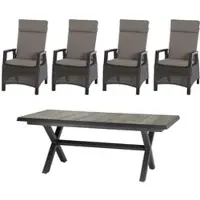 Siena Garden Sincro / Corido Gartenmöbel-Set 5tlg. Grau inkl. Auflage für 4 Personen