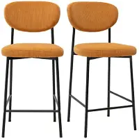 Miliboo - Barhocker aus gelbem Cord-Samt H65 cm (2er-Set) BREKA