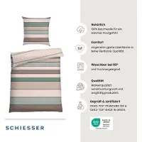 Schiesser Bettwäscheset Knut | Gestreift | Renforcé | 2-teilig | 100% Baumwolle | Angenehm weich & glatt | YKK-Reißverschluss | 135x200 cm + 80x80 cm | Mint