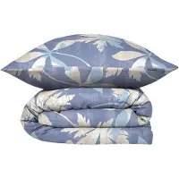 Schiesser Bettwäscheset Vera | Baumwollsatin | 2-teilig | Floral | 100 % Baumwolle | Seidig schimmernd & glatt | YKK-Reißverschluss | 135x200 cm + 80x80 cm | Blau