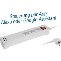 MaxTrack Smarte 3-fach Schutzkontakt-Steckdosen-Leiste mit 4 USB-Ladebuchsen (total 5V /2,1A)
